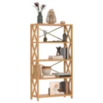 5 Tier Shelf - Solid Oak Wood - 80 x 30 x 146cm