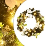 Christmas Wreath With LED Lights - PVC - Black & Silver - 60cm