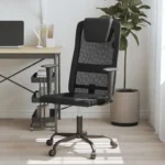 Height Adjustable Office Chair - Black Mesh Fabric And Faux Leather