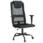 Height Adjustable Office Chair - Black Mesh Fabric And Faux Leather