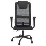 Height Adjustable Office Chair - Black Mesh Fabric And Faux Leather