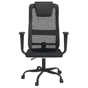 Height Adjustable Office Chair - Black Mesh Fabric And Faux Leather