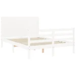 Stylish Bed Frame - White - Solid Pine Wood - 195.5 x 140.5 x 100cm