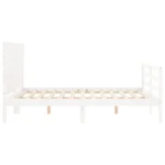 Stylish Bed Frame - White - Solid Pine Wood - 195.5 x 140.5 x 100cm