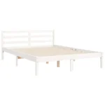 Stylish Bed Frame - White - Solid Pine Wood - 195.5 x 140.5 x 100cm