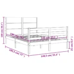 Stylish Bed Frame - White - Solid Pine Wood - 195.5 x 140.5 x 100cm