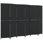 Room Divider 6 Panels - Black - Poly Rattan