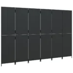 Room Divider 6 Panels - Black - Poly Rattan