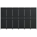 Room Divider 6 Panels - Black - Poly Rattan