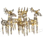 Rattan Christmas Reindeer Decorations - 4 pcs - 160 LEDs Warm White