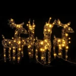 Rattan Christmas Reindeer Decorations - 4 pcs - 160 LEDs Warm White