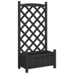 Planter with Trellis - Solid Fir Wood - Black - 55 x 30 x 110cm