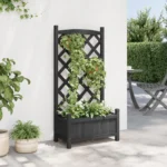 Planter with Trellis - Solid Fir Wood - Black - 55 x 30 x 110cm