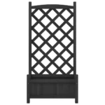 Planter with Trellis - Solid Fir Wood - Black - 55 x 30 x 110cm