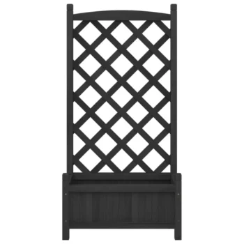 Planter with Trellis - Solid Fir Wood - Black - 55 x 30 x 110cm