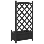 Planter with Trellis - Solid Fir Wood - Black - 55 x 30 x 110cm