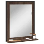 Bathroom Mirror with Shelf - Engineered Wood - Smoked Oak - 50 x 12 x 60cm