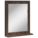 Bathroom Mirror with Shelf - Engineered Wood - Smoked Oak - 50 x 12 x 60cm