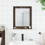 Bathroom Mirror with Shelf - Engineered Wood - Smoked Oak - 50 x 12 x 60cm