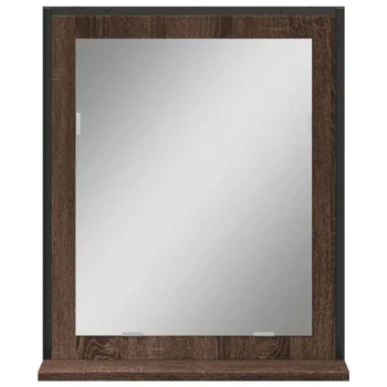 Bathroom Mirror with Shelf - Engineered Wood - Smoked Oak - 50 x 12 x 60cm