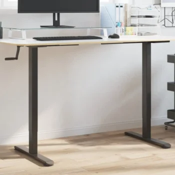 Manual Height Adjustable Standing Desk Frame With Hand Crank - Black - 135 x 60 x 70cm