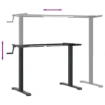 Manual Height Adjustable Standing Desk Frame With Hand Crank - Black - 135 x 60 x 70cm