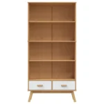 4-Tier Bookcase - Solid Pine Wood - White & Brown - 87.5 x 35 x 180cm