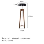 Towa Art Deco Floor Lamp - Ashwood & Aluminium - 155cm