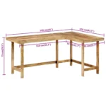 Rustic L-Shaped Desk - Solid Mango Wood - 165 x 110 x 75cm