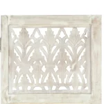 5 Panel Room Divider - Solid Mango Wood - Hand Carved - White - 200 x 165cm