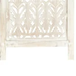 5 Panel Room Divider - Solid Mango Wood - Hand Carved - White - 200 x 165cm