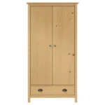 2 Door Wardrobe - Solid Pine Wood - 89 x 50 x 170cm