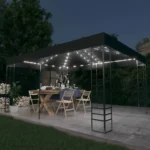 Gazebo With Solar Lights - Steel - Anthracite - 3 x 4 x 2.7m