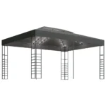 Gazebo With Solar Lights - Steel - Anthracite - 3 x 4 x 2.7m