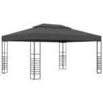 Gazebo With Solar Lights - Steel - Anthracite - 3 x 4 x 2.7m