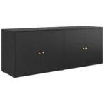 Garden Storage Cabinet - Poly Rattan - Black - 198 x 55.5 x 80cm