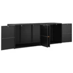 Garden Storage Cabinet - Poly Rattan - Black - 198 x 55.5 x 80cm