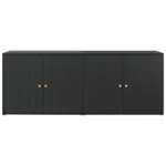 Garden Storage Cabinet - Poly Rattan - Black - 198 x 55.5 x 80cm