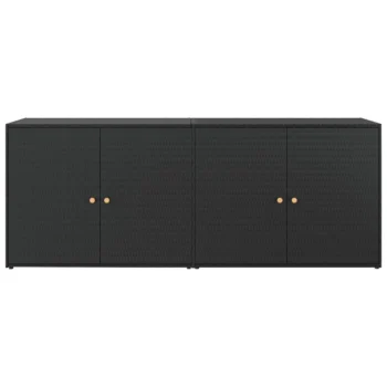 Garden Storage Cabinet - Poly Rattan - Black - 198 x 55.5 x 80cm