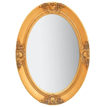 Oval Wall Mirror Baroque Style - Gold - 50 x 70cm