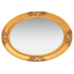 Oval Wall Mirror Baroque Style - Gold - 50 x 70cm