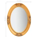 Oval Wall Mirror Baroque Style - Gold - 50 x 70cm