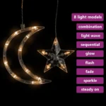 Christmas Star And Moon Fairy Lights - 345 LEDs - Acrylic PVC - Warm White - 5.3 x 0.9m