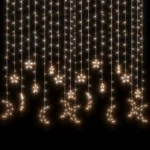 Christmas Star And Moon Fairy Lights - 345 LEDs - Acrylic PVC - Warm White - 5.3 x 0.9m