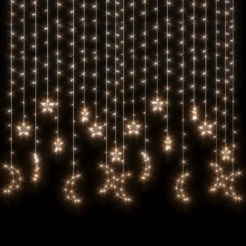 Christmas Star And Moon Fairy Lights - 345 LEDs - Acrylic PVC - Warm White - 5.3 x 0.9m