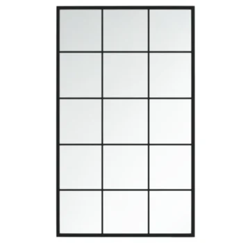 Black Squared Wall Mirror - Metal - 100 x 60cm