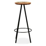 4 Bar Stools - Solid Reclaimed Wood & Steel - 30 x 76cm