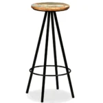 4 Bar Stools - Solid Reclaimed Wood & Steel - 30 x 76cm