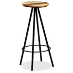 4 Bar Stools - Solid Reclaimed Wood & Steel - 30 x 76cm