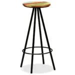 4 Bar Stools - Solid Reclaimed Wood & Steel - 30 x 76cm